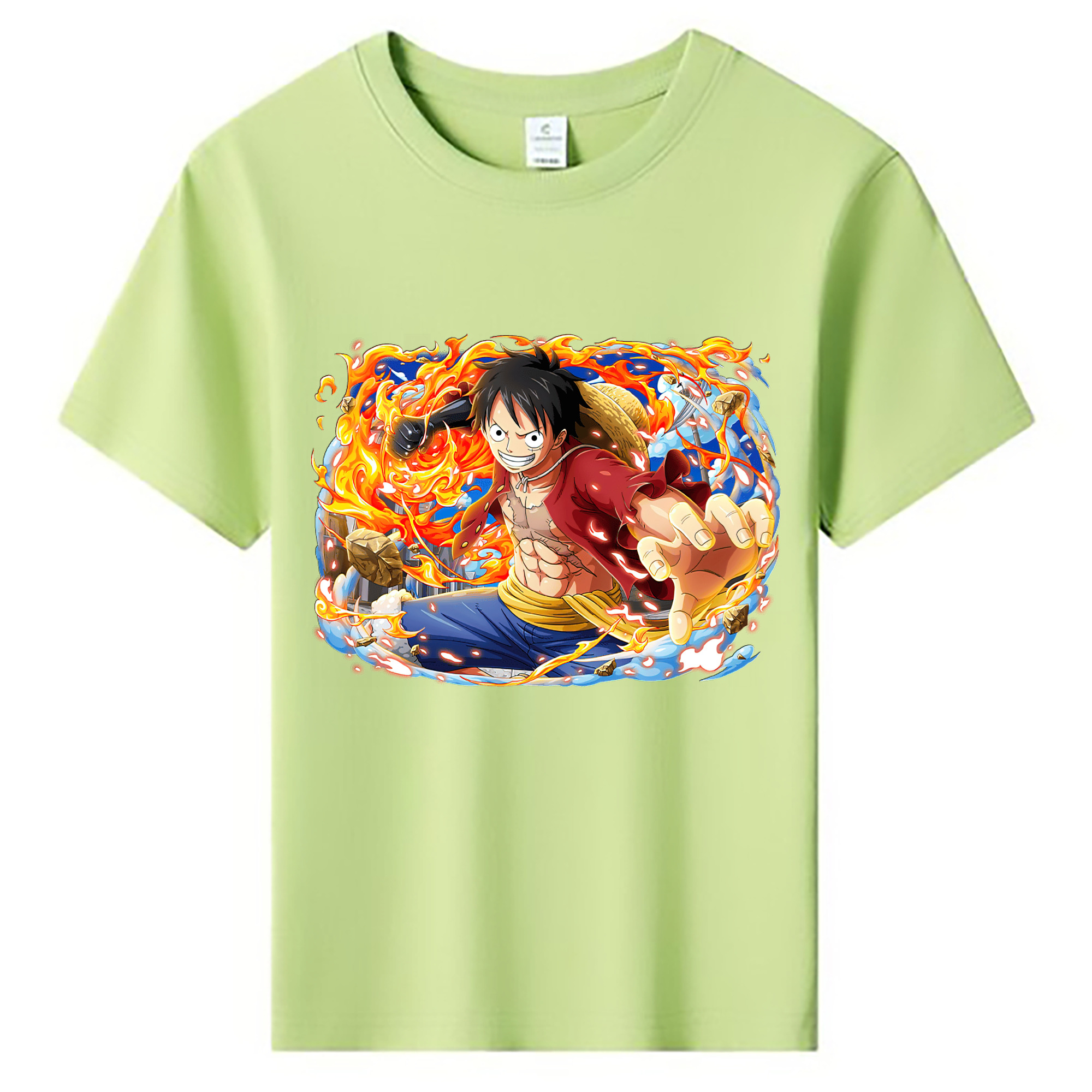 ワンピース モンキー・D・ルフィ ONE PIECE Monkey D. Luffy 綿100％キッズTシャツ（フロントプリント）